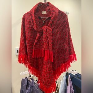 Shawl with attached scarf